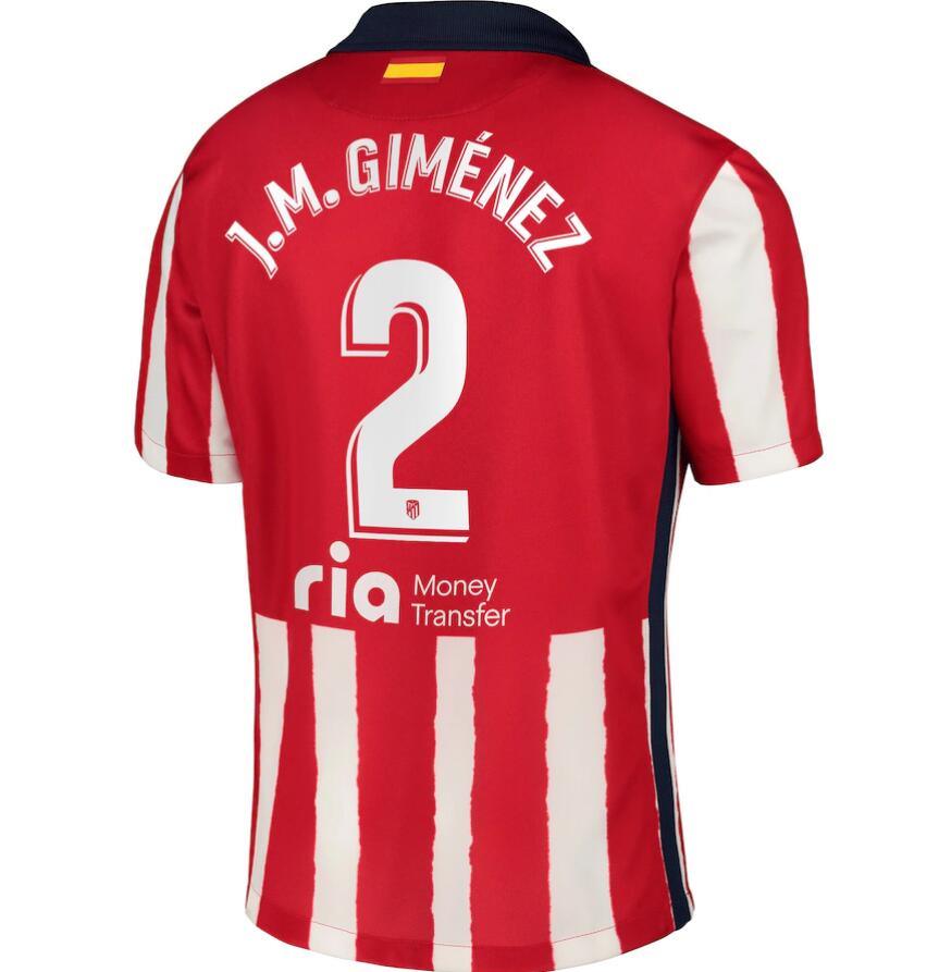 Atlético de Madrid Home Kit Soccer Jersey with J.M. Giménez 2 printing 2020/21